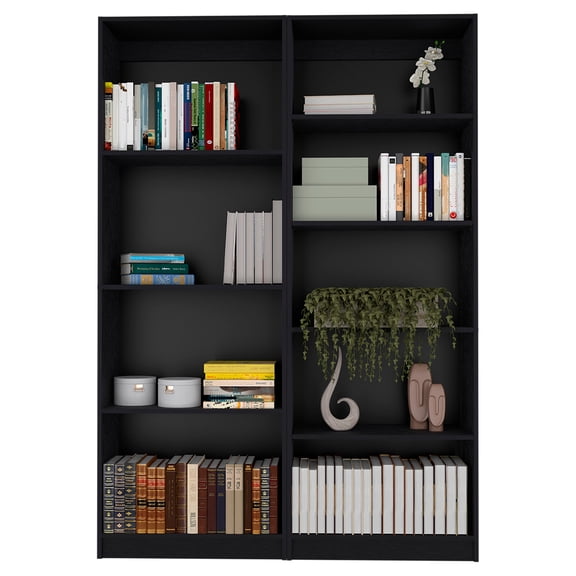 Xukmct 7 Tiers Wood Bookshelf Bookcase Book Storage Rack for Living Room, Office, Black