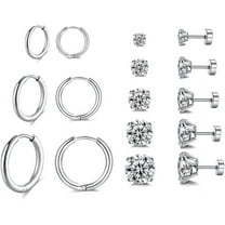 Xukmct 8 Pairs 316L Stainless Steel Small Hoop Earrings 14K Gold Plated Earrings Stud Flat Back Stud Earrings for Women Men