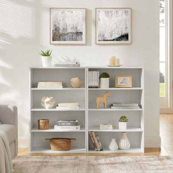 Xukmct 8 Tiers Wood Bookcase Bookshelf Storage Cabinet Books Display Rack for Home, Office, Living Room, White