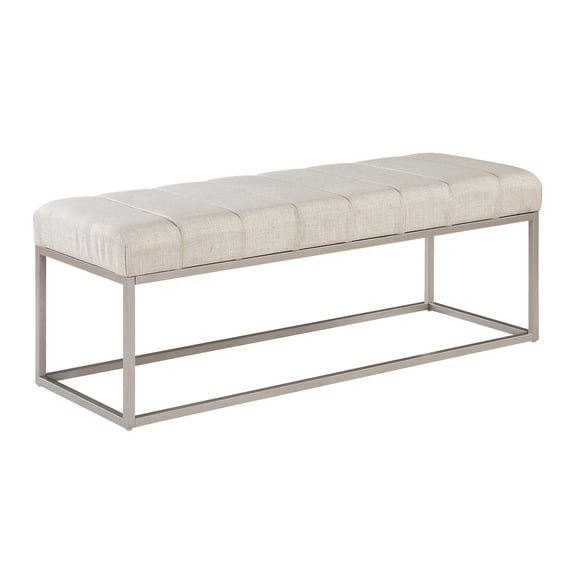 Xukmct Bench with Metal Frame, Upholstered Seat Ottoman for Living Room, Office, Beige