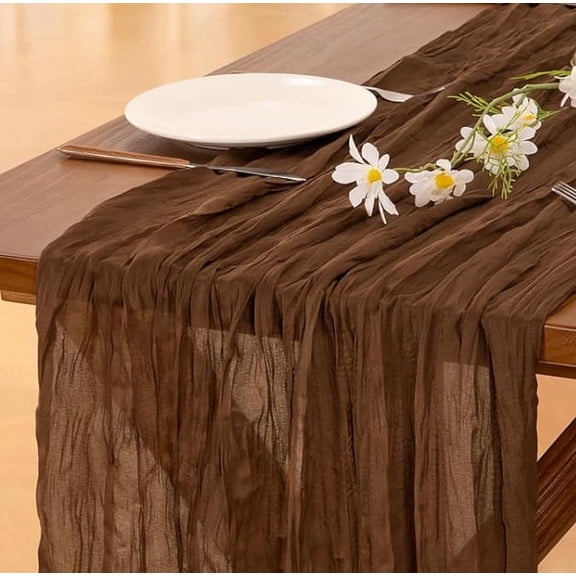 Xukmct Cheesecloth Table Runner Gauze Sheer Fabric Table Runner for Wedding Birthday Party, 35" x 70"