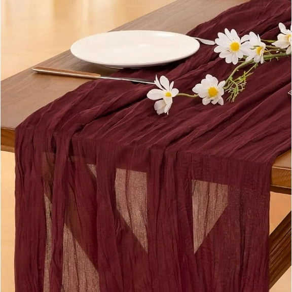 Xukmct Cheesecloth Table Runner Gauze Sheer Fabric Table Runner for Wedding Birthday Party, 35" x 70"
