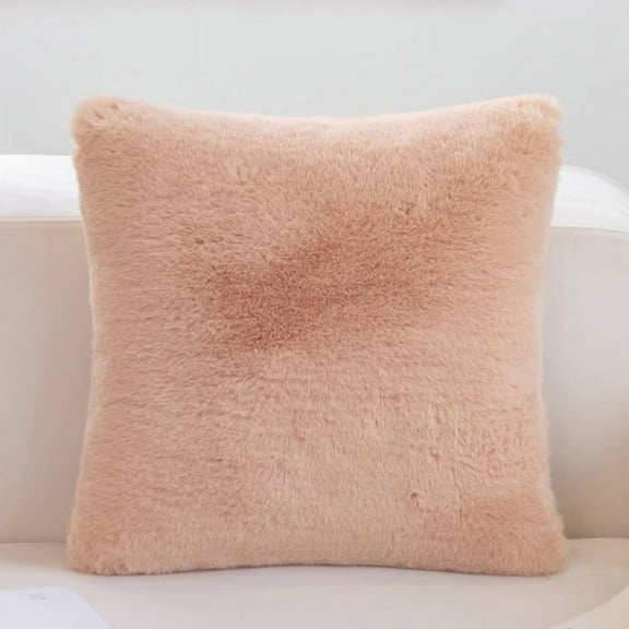 Xukmct Decorative Square Cushion Cover Pillowcase Soft Plush Throw Pillows Covers, No Pillow Insert, 18" x 18", Pink