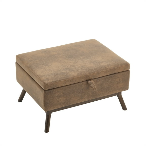 Xukmct Fabric Storage Bench with Wood Frame, Mid Century Modern Square Coffee Table for Living Room, Entryway, Family Room, Office, Coffee