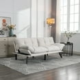 thumbnail image 1 of Xukmct Folding Loveseat Sofa with Metal Legs, Modern 2 Seater Upholstered Sofa Couch for Living Room, Office, Bedroom, Cream White, 1 of 7