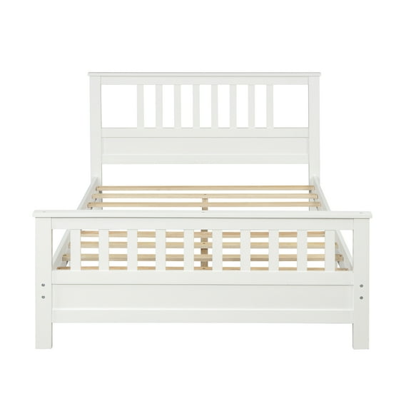 Xukmct Full Size Wood Platform Bed with Headboard and Footboard, Perfect for Home, Bedroom, White