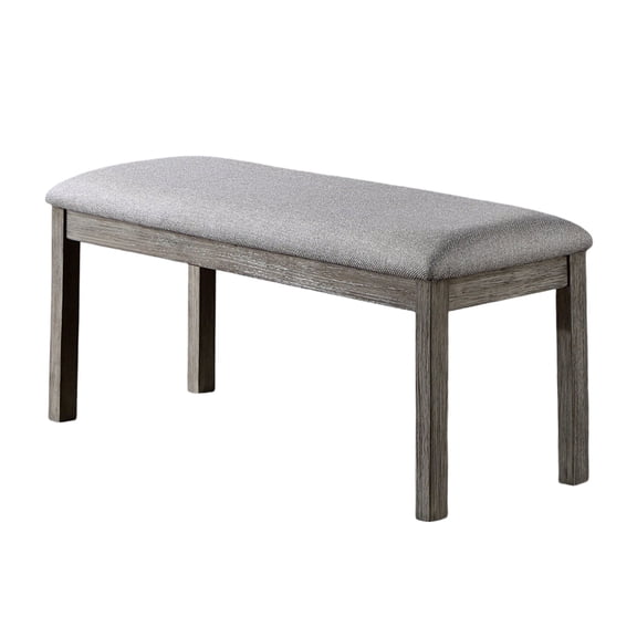 Xukmct Gray Fabric Padded Seat Wood Frame Dining Bench for Living Room, Dining Room