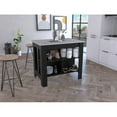 thumbnail image 1 of Xukmct Kitchen Island Desk with 3 Shelves, Black, 1 of 6