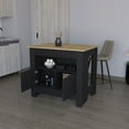 thumbnail image 1 of Xukmct Kitchen Island with Cabinet and Open Shelf, Wood Top Counter Height Table for Dining Room, Kitchen, Black + Brown, 1 of 7