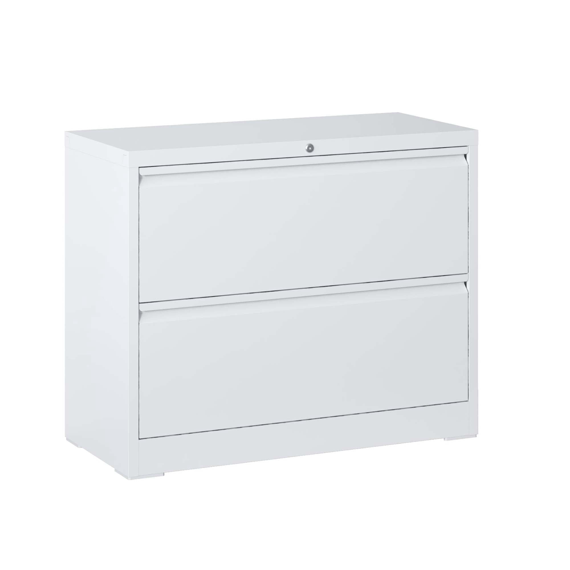 Xukmct Lateral File Cabinet with Lock, Lockable File Cabinet for Home Office, 2 Drawer Locking Metal File Cabinet for Letter/A4/F4 Size, White