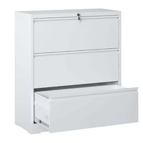 Xukmct Lateral File Cabinet with Lock, Lockable File Cabinet for Home Office, 3 Drawer Locking Metal File Cabinet for Letter/A4/F4 Size, White