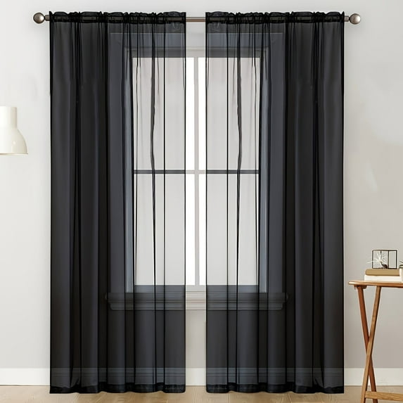 Xukmct Light Filtering Sheer Curtains 2 Panels Curtain Lightweight Window Drapes for Bedroom Living Room, 39" x 98"