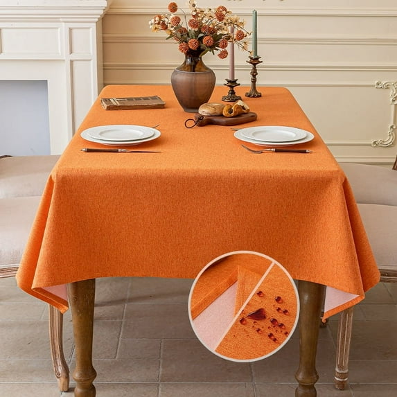 Xukmct Linen Tablecloths Rectangular Dining Table Cover for Waterproof Table Cloths for Wedding Birthday Party Kitchen Decor, 55" x 86"