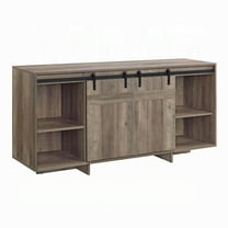 Xukmct Media Entertainment Center for TVs up 60", TV Cabinet with 2 Open Shelf and 2 Doors, Tv Stand for Living Room, Dark Brown