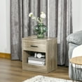 thumbnail image 1 of Xukmct Modern Bedside Table with Storage Shelf and Drawer, Side Table End Table for Bedroom, Living Room, Brown, 1 of 8