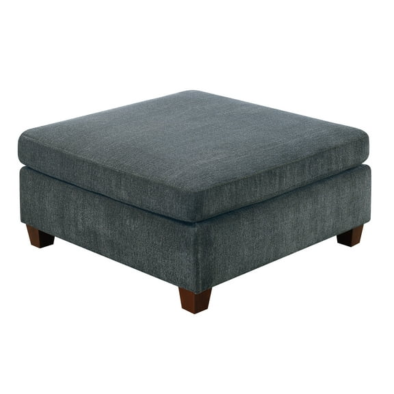 Xukmct Modern Fabric Ottoman with Wood Frame, Upholstered Bench Footrest for Living Room, Office, Gray