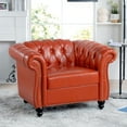 thumbnail image 1 of Xukmct PU Leather 1 Seater Sofa Chair for Living Room, Office, Home, Bedroom, Orange, 1 of 9
