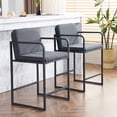 thumbnail image 1 of Xukmct Pack of 2 Upholstered Counter Height Bar Stool with Armrests and Padded Seat, Metal Frame Bar Chair for Kitchen Island, Bar, Restaurant, Dark Gray, 1 of 11