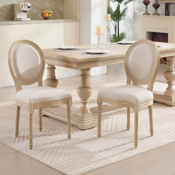 Xukmct Pack of 2 Dining Chair with Round Back, Upholstered Side Chair for Living Room, Kitchen, Restaurant, Beige