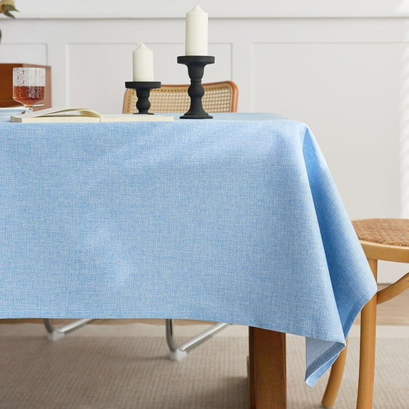 Xukmct Rectangle Table Cloth Linen Solid Color Tablecloth Decorative Fabric Table Cover for Dining/Party/Birthday/Wedding, 55" x 71"