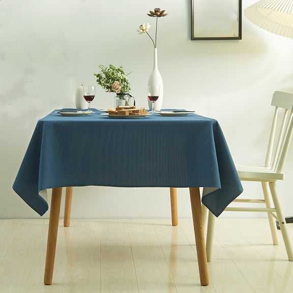 Xukmct Rectangle Tablecloth Linen Waterproof Table Cloth Decorative Fabric Table Cover for Dining Christmas Weddings Birthday Party, 55x71 inch