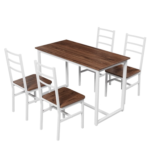 Xukmct Rectangle Wood Tabletop Dining Table with 4 Pack Chair, Dining Table Chairs Set for Kitchen, Dining Room, Restaurant, White+Brown