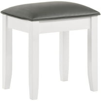 Xukmct Rectangular Padded Seat Backless Vanity Stool with Wood Frame, Perfect for Home, Bedroom, White