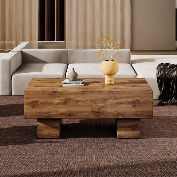 Xukmct Rectangular Wood Coffee Table Tea Table for Living Room, Apartment, Office, 43.3" x 21.6" x 17.2"