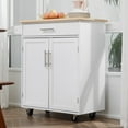 thumbnail image 1 of Xukmct Rolling Kitchen Cart with Drawer and Storage Cabinet and Towel Rack, Kitchen Island for Dining Room, Bar, Kitchen, White, 1 of 10