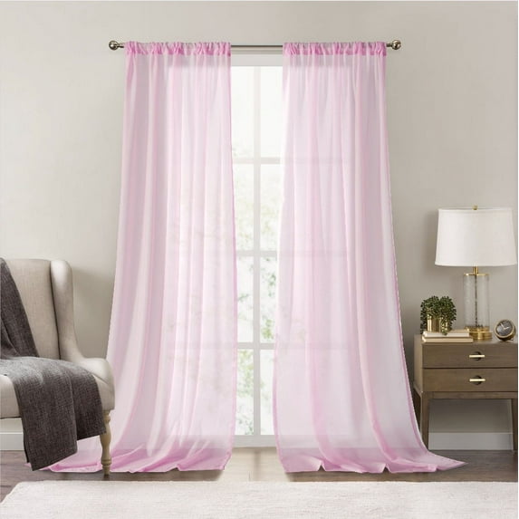 Xukmct Set of 2 Panels Sheer Curtains Solid Color Drapes Light Filtering Window Curtain for Kitchen, Bedroom, Living Room, 72" x 102"
