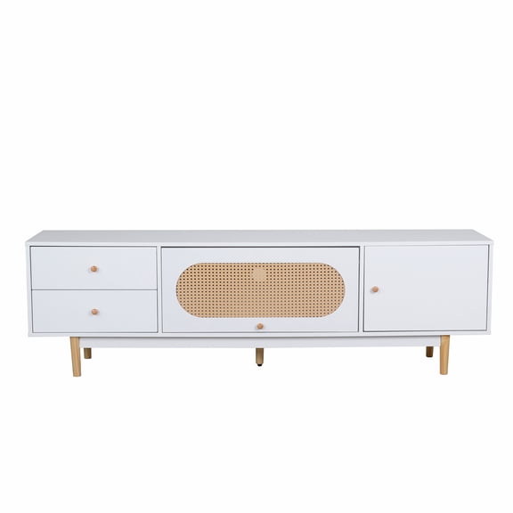 Xukmct TV Console Table for TVs up to 80 Inch, Media Entertainment Center with 2 Drawers, TV Stand for Living Room, Bedroom