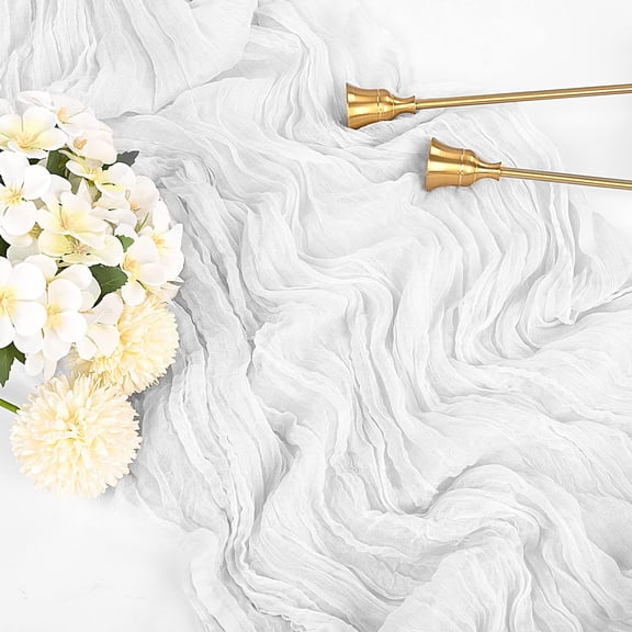 Xukmct Table Decoration Rectangle Cheesecloth Table Runner Sheer Cloth Table Runner for Wedding Birthday Party, 35" x 70"