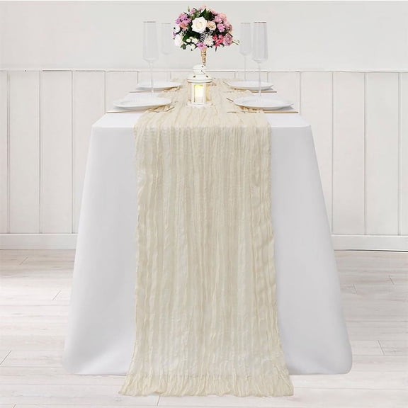 Xukmct Table Decoration Rectangle Cheesecloth Table Runner Sheer Cloth Table Runner for Wedding Birthday Party, 35" x 70"