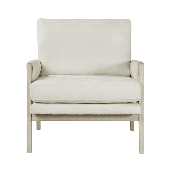 Xukmct Upholstered Accent Chair with Wood Frame, Chenille Fabric Armchair for Living Room, Bedroom, Office, Cream White