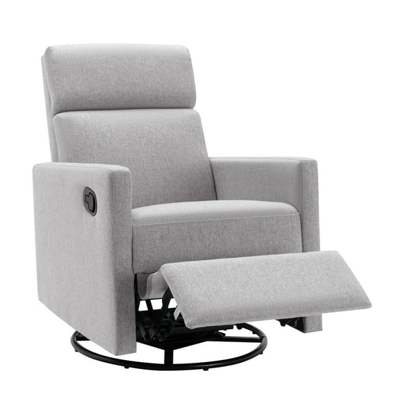 Xukmct Upholstered Club Chair with Metal Base Swivel Recliner Chair for Home, Living Room, Bedroom, Gray