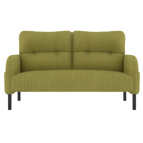 Xukmct Upholstered Corduroy Sofa Couch with Wood Frame, 2 Seat Loveseat Sofa for Living Room, Bedroom, Office, Olive Green