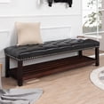 thumbnail image 1 of Xukmct Upholstered Leather End of Bed Bench with Shelf, Wood Frame Shoe Bench Shoe Rack Footstool for Bedroom, Living Room, Black, 1 of 10