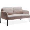 thumbnail image 1 of Xukmct Upholstered Polyester Fabric Sofa Couch with Metal Legs, 2 Seater Loveseat Sofa for Living Room, Bedroom, Office, Beige, 1 of 6