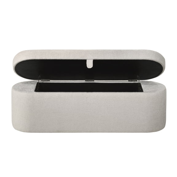 Xukmct Upholstered Seat Storage Ottoman with Wood Frame, Fabric Upholstered Storage Bench for Bedroom, Entryway, Living Room