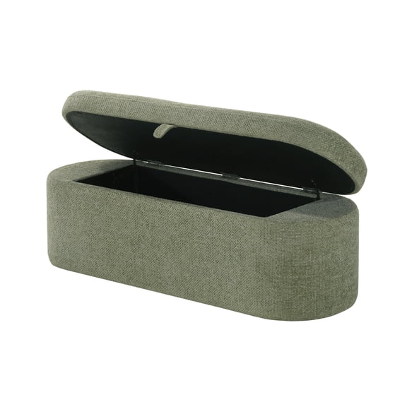 Xukmct Upholstered Seat Storage Ottoman with Wooden Frame, Fabric Storage Bench for Bedroom, Living Room, Light Green