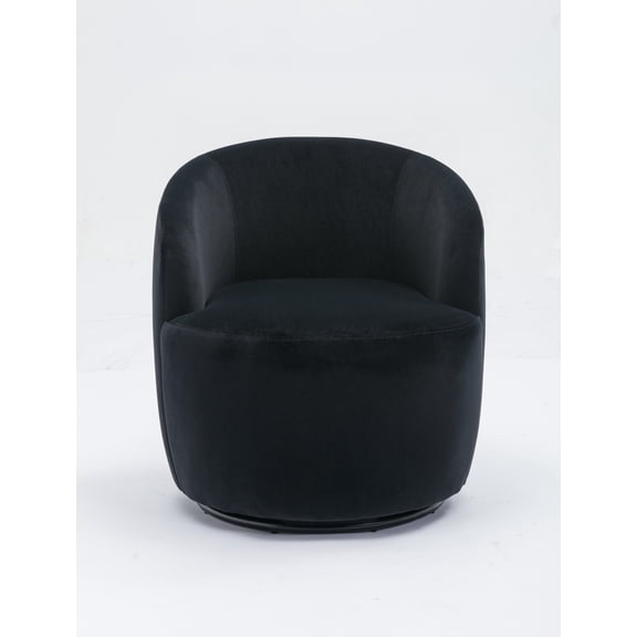 Xukmct Velvet Armchair Club Chair with Metal Base, Swivel Accent Chair for Home, Office, Living Room, Bedroom, Black