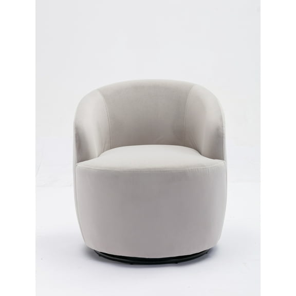 Xukmct Velvet Armchair Club Chair with Metal Base, Swivel Accent Chair for Home, Office, Living Room, Bedroom, Gray