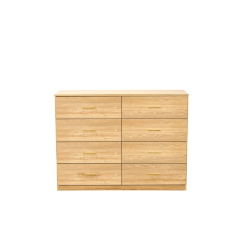 Xukmct Wide Chest of Drawers, 8 Drawer Dresser with Handle, Wood Storage Cabinet for Bedroom, Living Room, Office, Brown