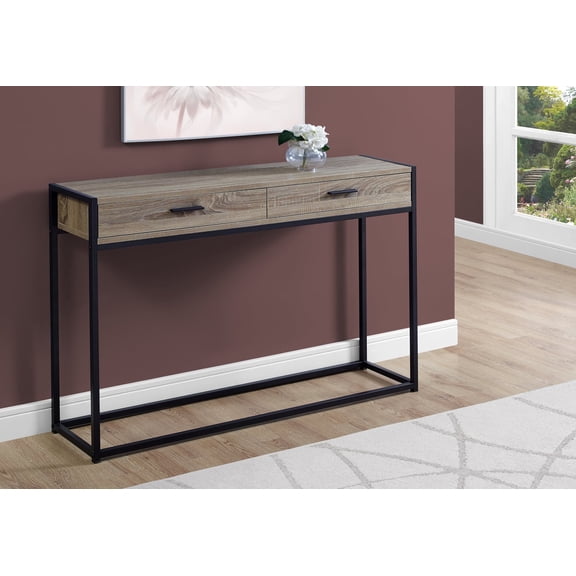 Xukmct Wood Console Table with 2 Storage Drawer, Sofa Table for Living Room, Bedroom, Brown