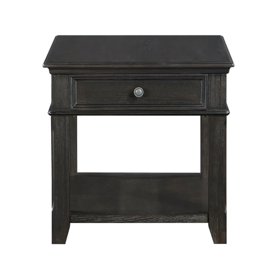 Xukmct Wood End Table with Drawer and Shelf, Side Table for Living Room, Office, Dark Gray