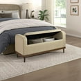 thumbnail image 1 of Xukmct Wood Frame Upholstered Storage Bench for Home, Living Room, Office, Light Brown, 1 of 1