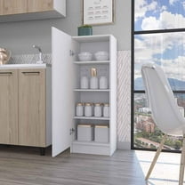 Xukmct Wood Pantry Cabinet with 4 Shelves, Single Door Storage Cabinet for Dining Room, Kitchen, White