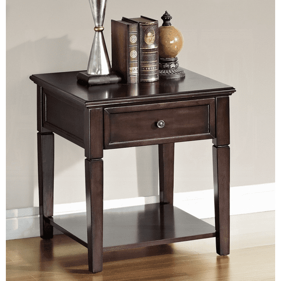 Xukmct Wood Side Table End Table with 1 Drawer and Bottom Shelf