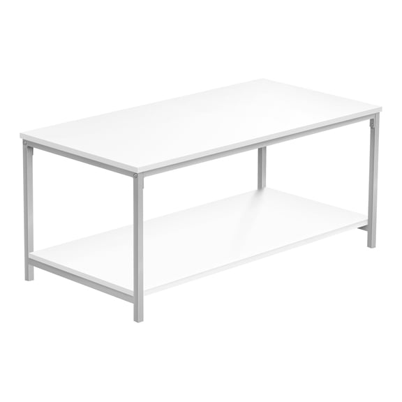 Xukmct Wood Tabletop Center Table with Metal Legs, Rectangle Coffee Table for Living Room, White