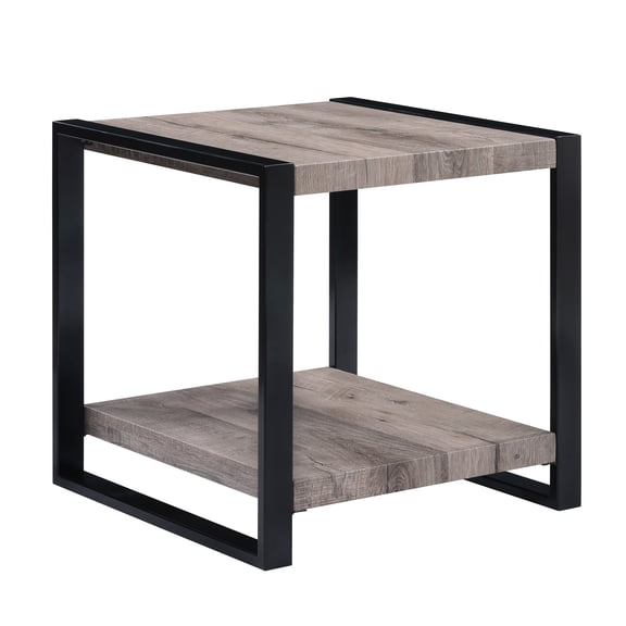 Xukmct Wood Top End Table with Storage Shelf, Contemporary Side Table for Living Room, Office, Brown